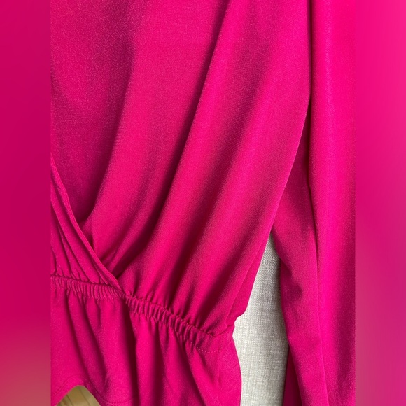 Banana Republic Fuchsia Wrap Blouse NWOT SIZE SMALL long sleeve - Picture 5 of 6